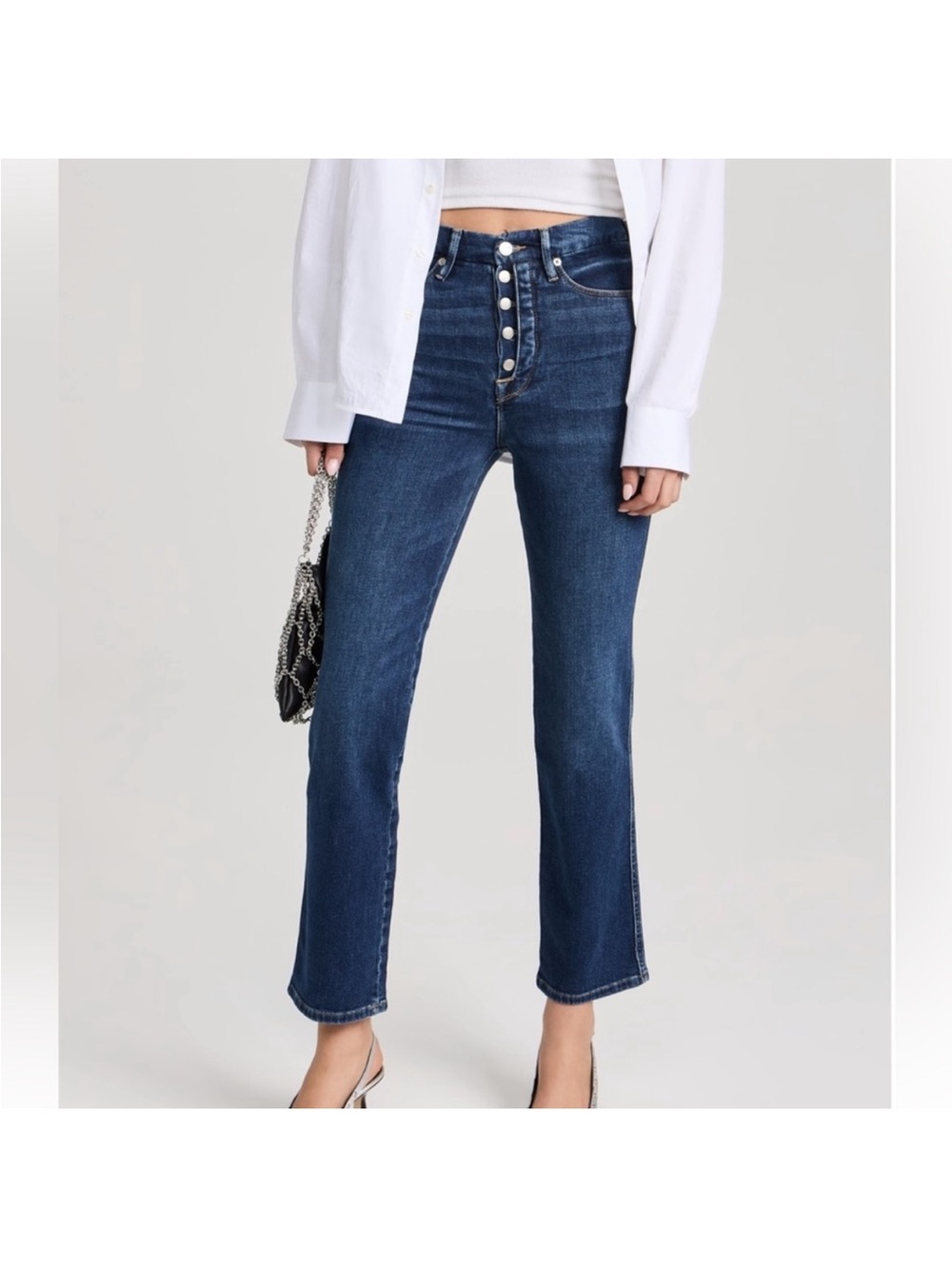Good American Good Curves Straight High-Rise Button-Fly Jeans